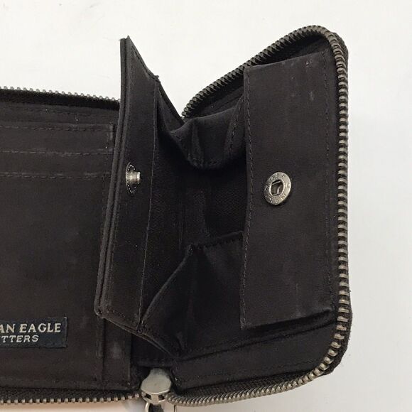 Vintage American Eagle Outfitters Brown Leather Wallet Coin Cash 5 CC Slots - Picture 6 of 7